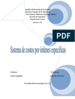 Sistema costos órdenes específicas Venezuela