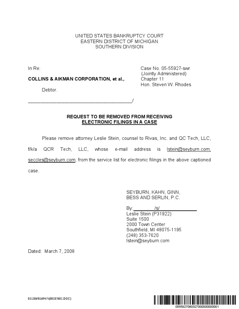Collins & Aikman Corporation, Et Al., Chapter | PDF | Law