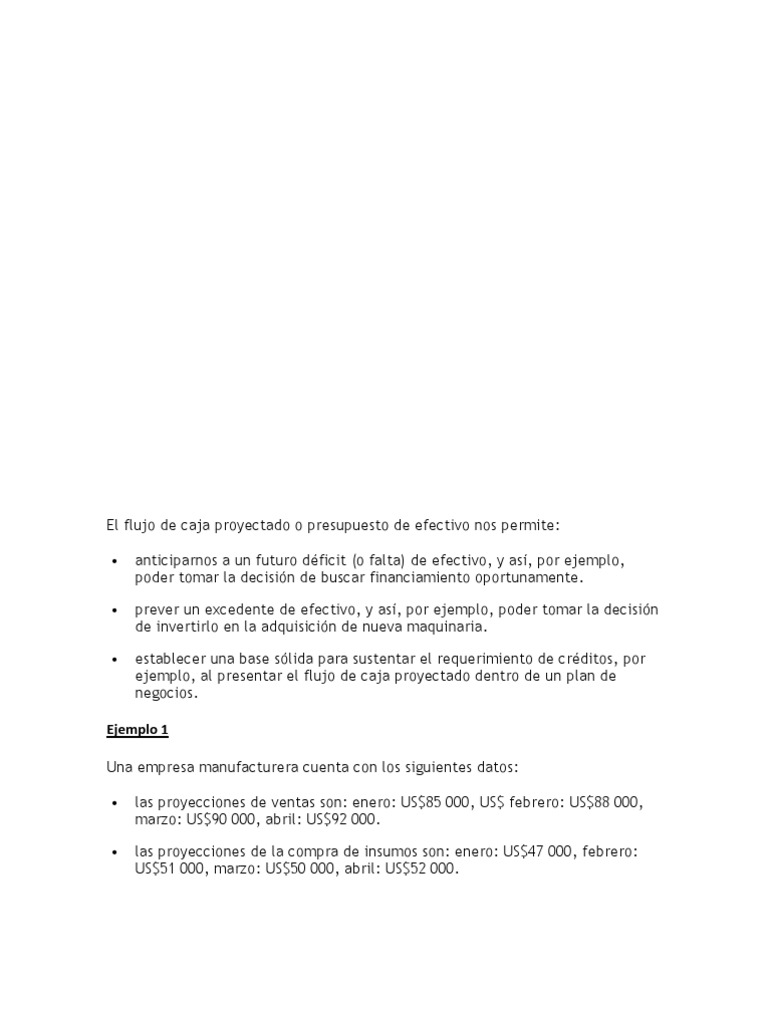 Presupuesto de Flujo de Caja Proyectado | PDF | Flujo de efectivo ...