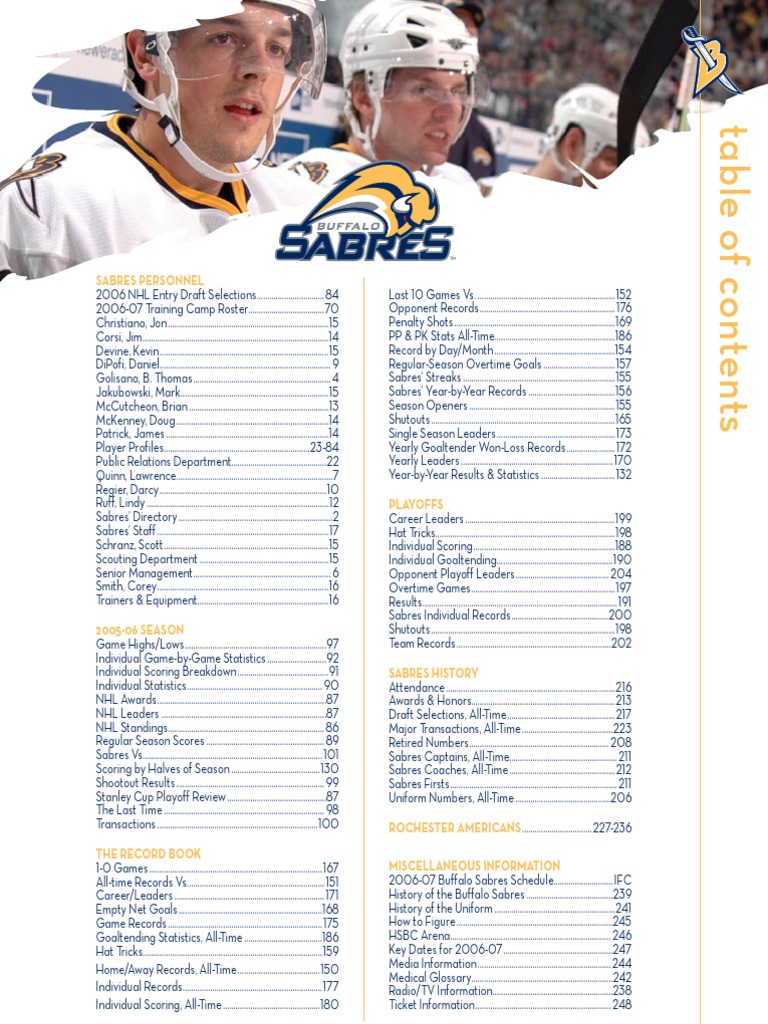 2006-07 Buffalo Sabres Media Guide | PDF | Ice Hockey | National Hockey ...