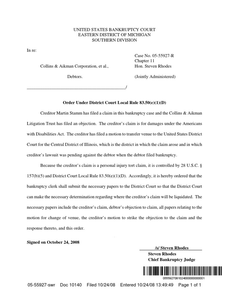 Order Under District Court Local Rule 83.50 (E) (1) (D) | PDF | Social ...