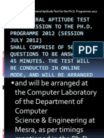 The General Aptitude Test For Admission To The Ph. D