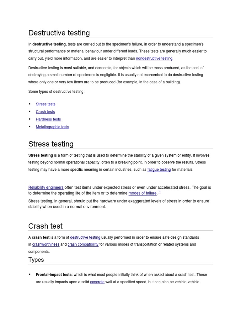 Destructive Testing: Types | PDF | Hardness | Nondestructive Testing