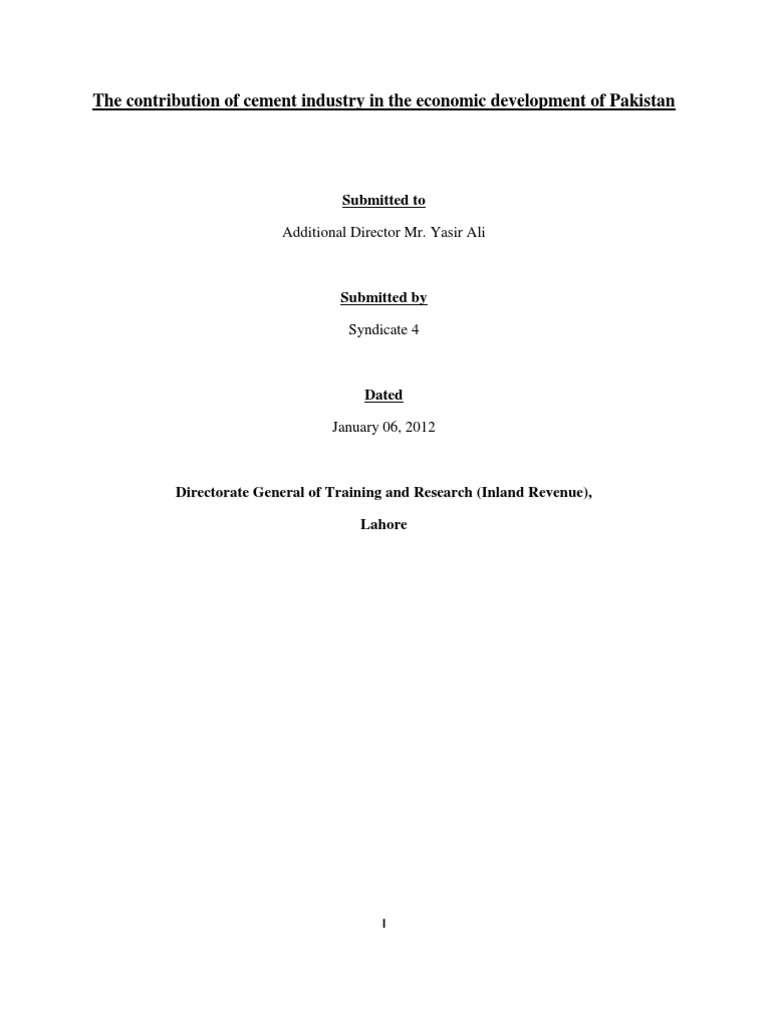 The Contribution of Cement Industry in The Economic Development of ...