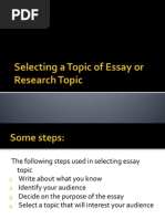 1 Selecting A Topic of Essay or Research Topic