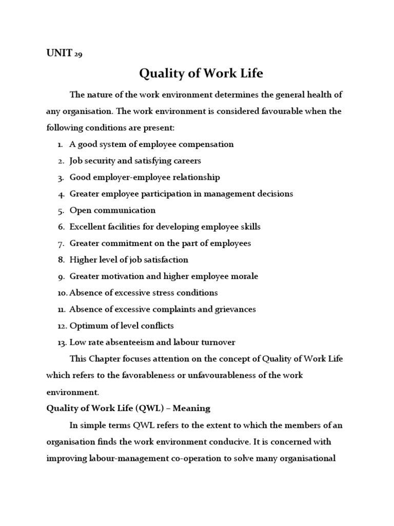 Enhancing Quality of Work Life in HR | PDF | Job Satisfaction ...