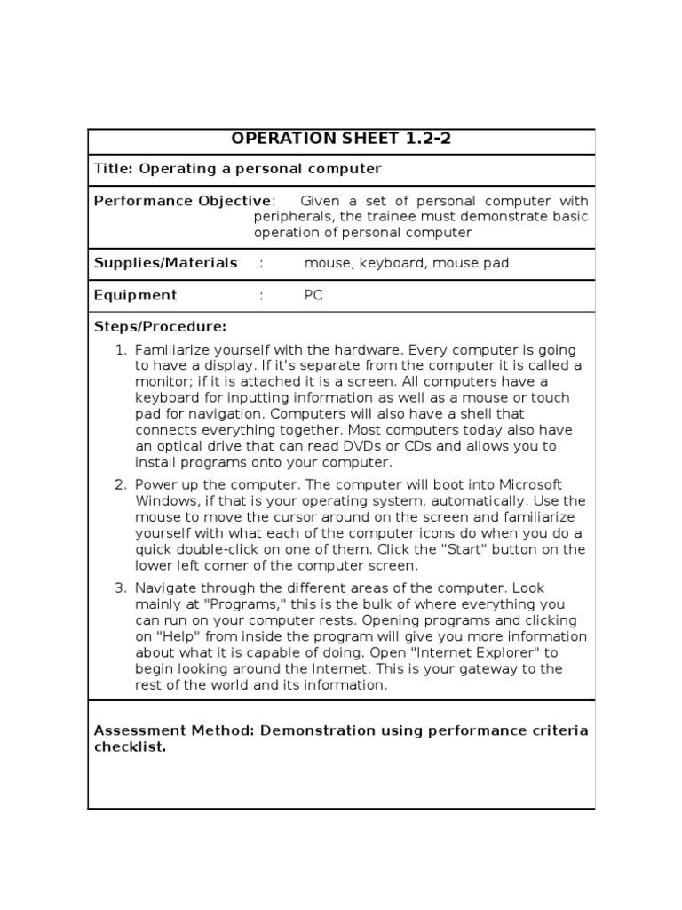 Operation Sheet PDF