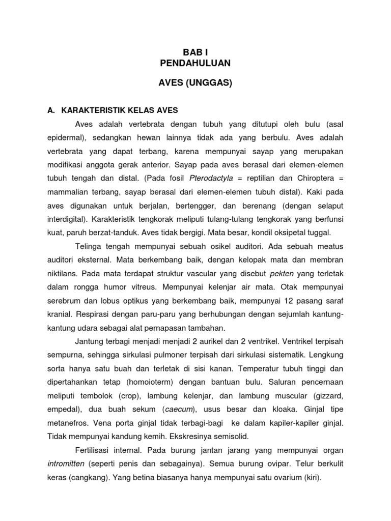 Karakteristik dan Klasifikasi Aves | PDF