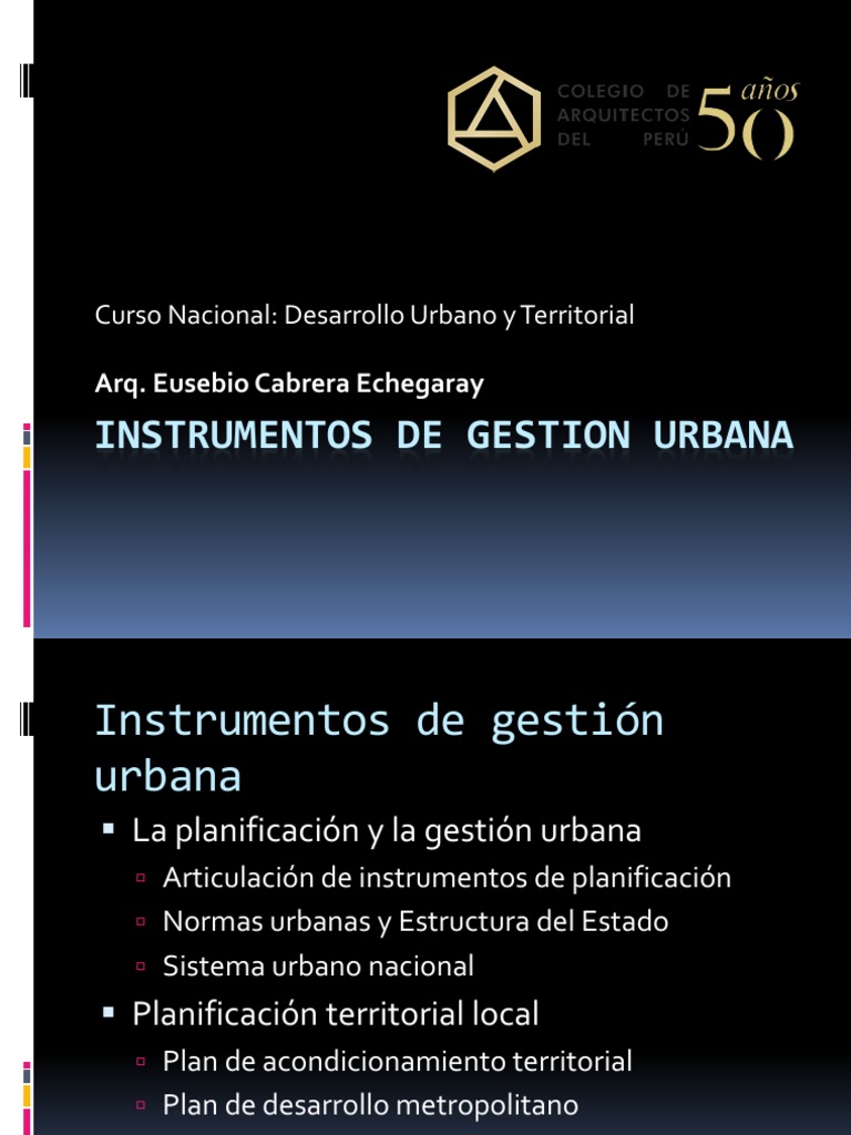 Instrumentos de Gestión Urbana y Territorial | PDF | Planificación ...