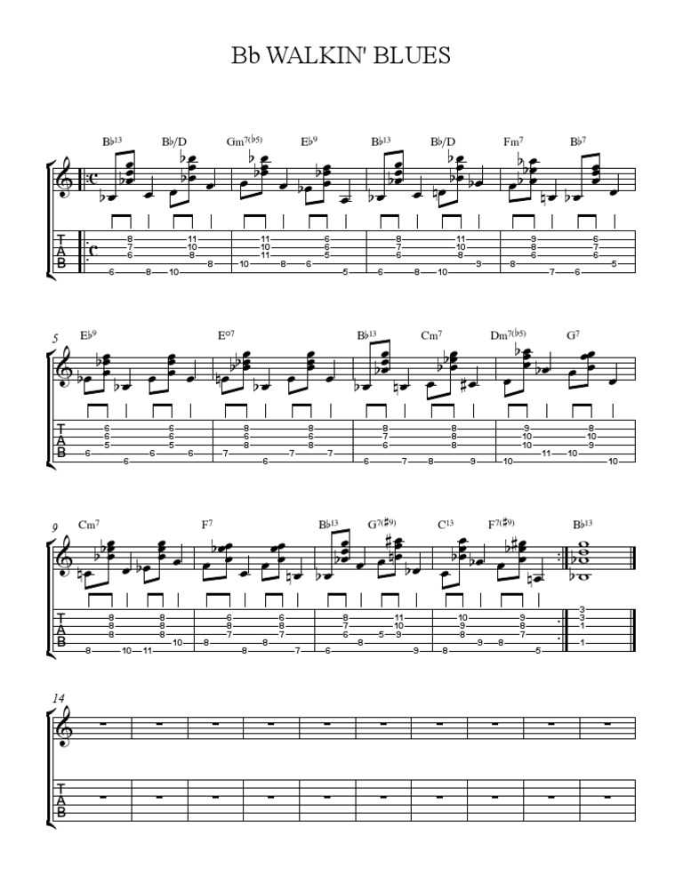 BB Jazz/Blues Walking Bass Line For Guitar | PDF