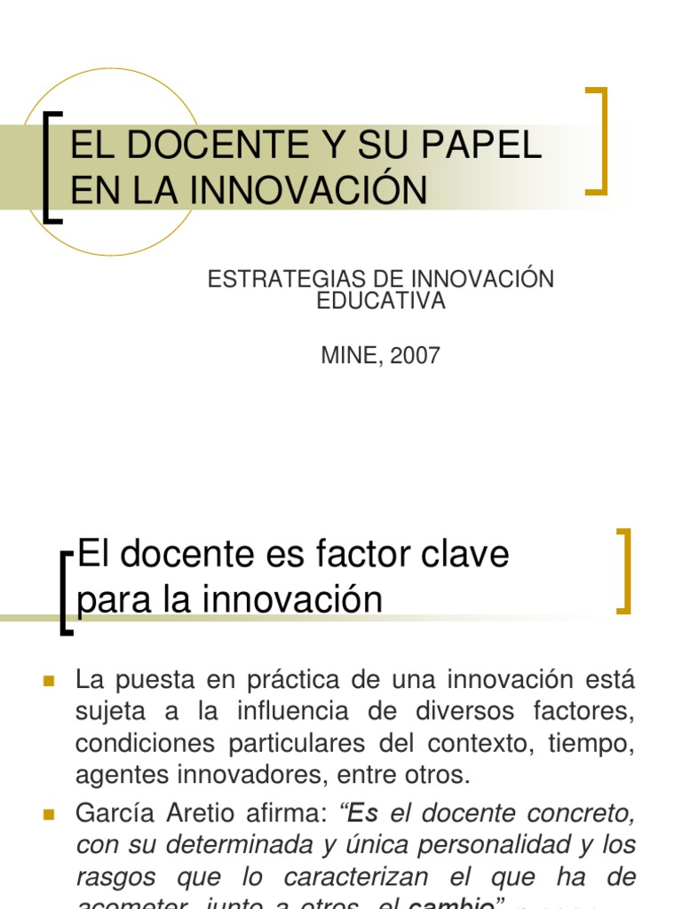 El Docente como Agente de Innovación | PDF | Plan de estudios | Innovación