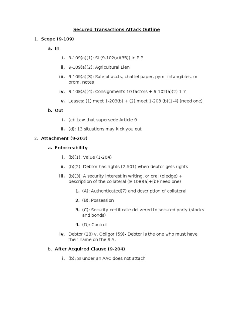 Secured transactions attack outline