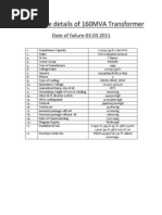 Name Plate Details of 160MVA Transformer
