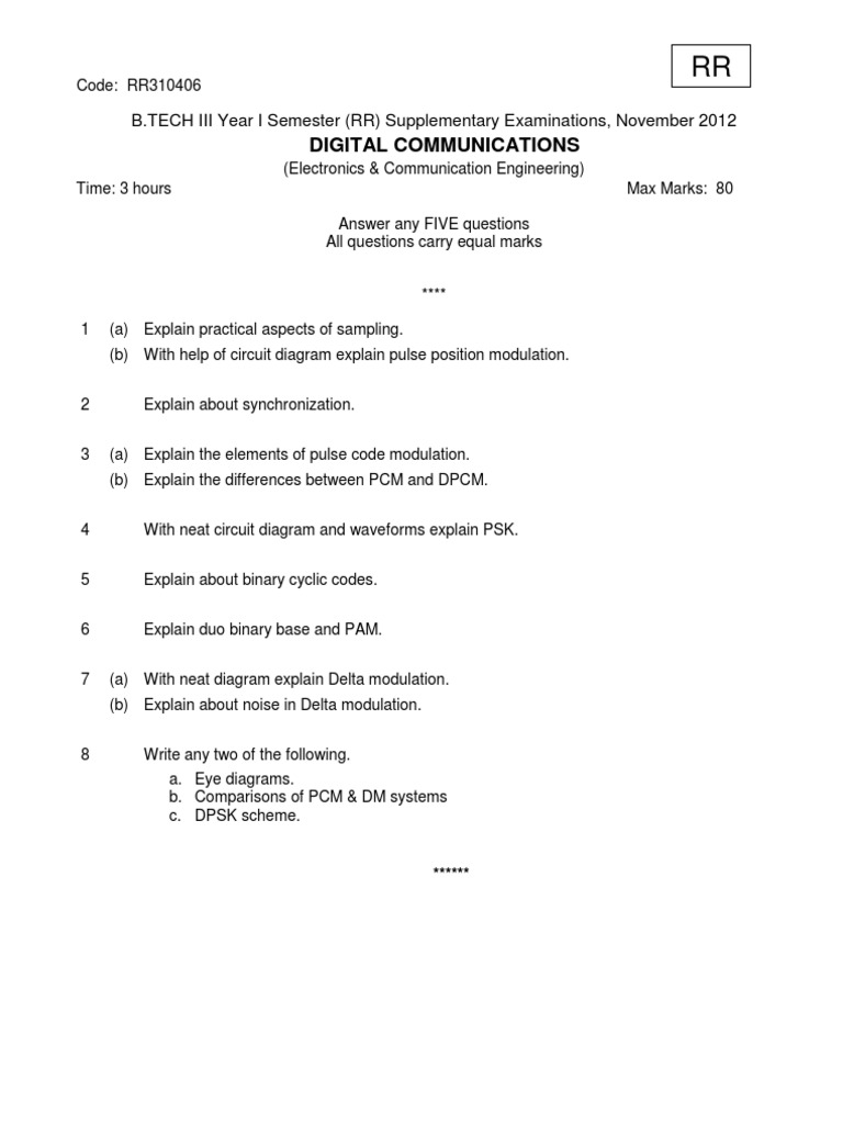RR310406 Digital Communications | PDF | Computers
