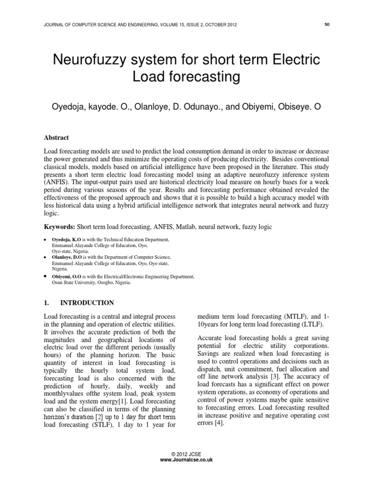 Neurofuzzy System For Short Term Electric Load Forecasting | PDF ...