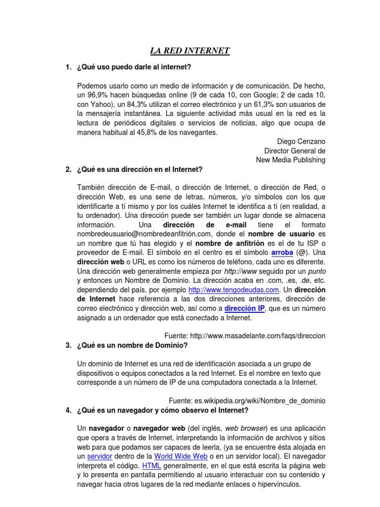 La Red Internet | PDF | Navegador web | Localizador Uniforme de Recursos