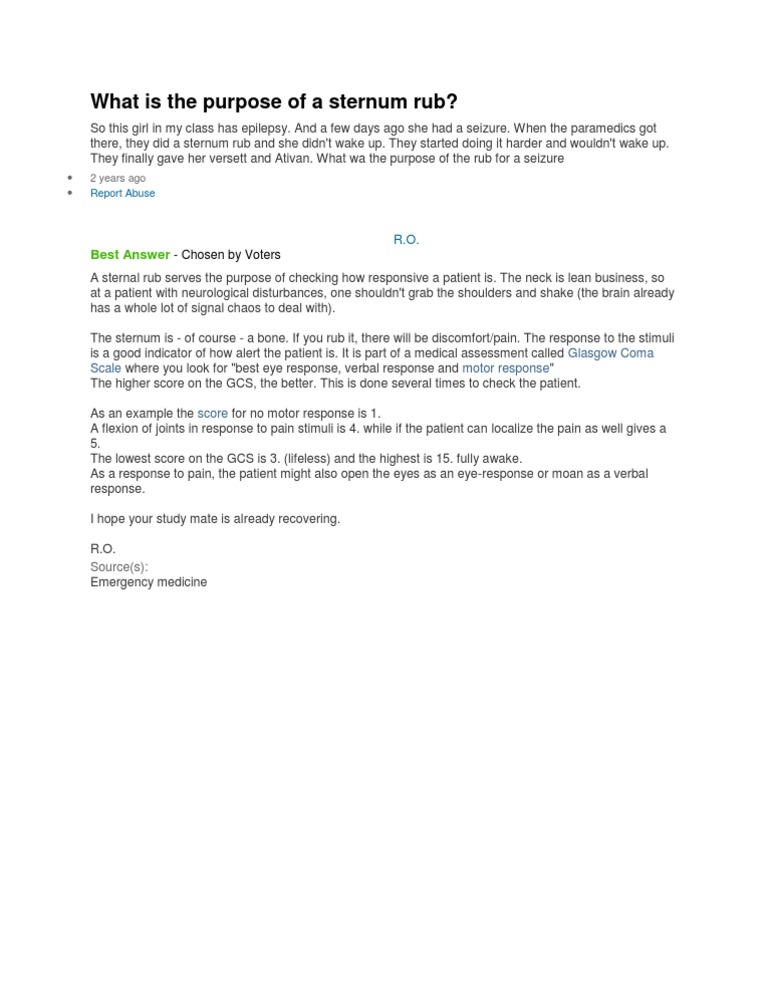 What Is The Purpose of A Sternum Rub? Best Answer PDF