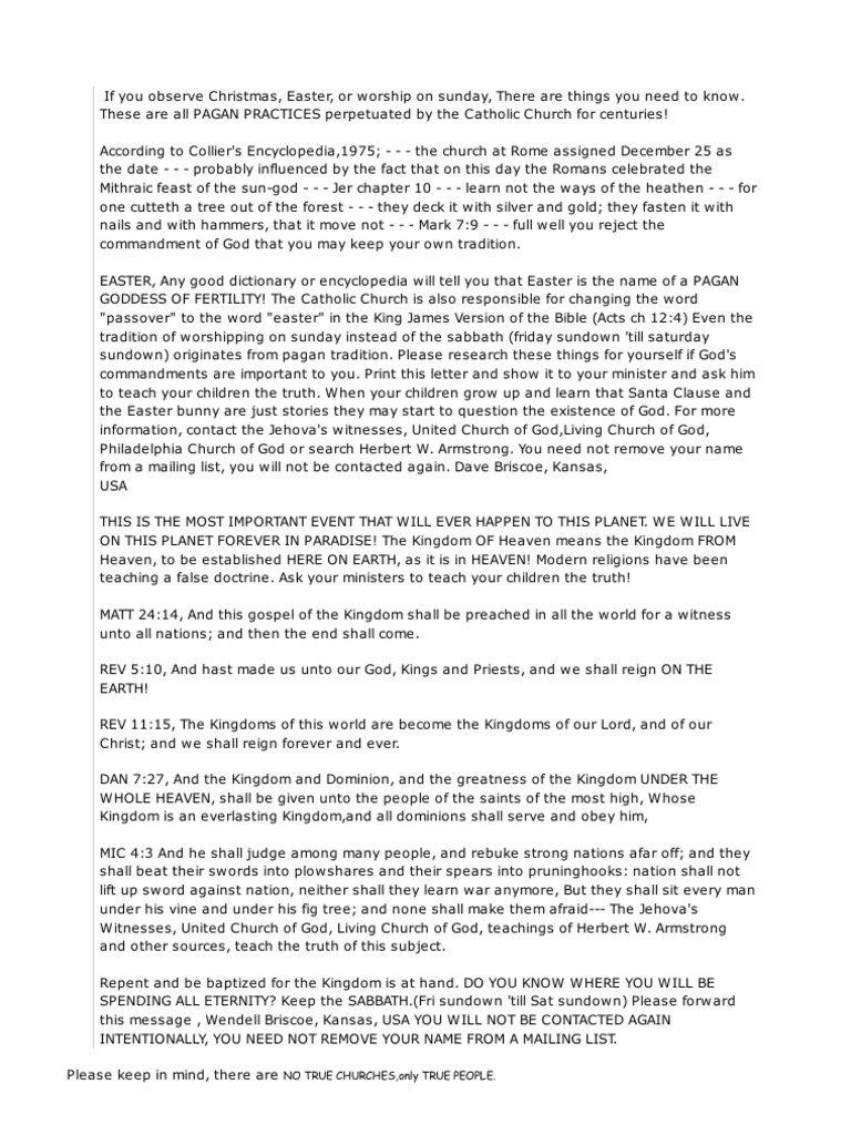 Do Not Celebrate Christmas PDF Easter Christian Belief And Doctrine