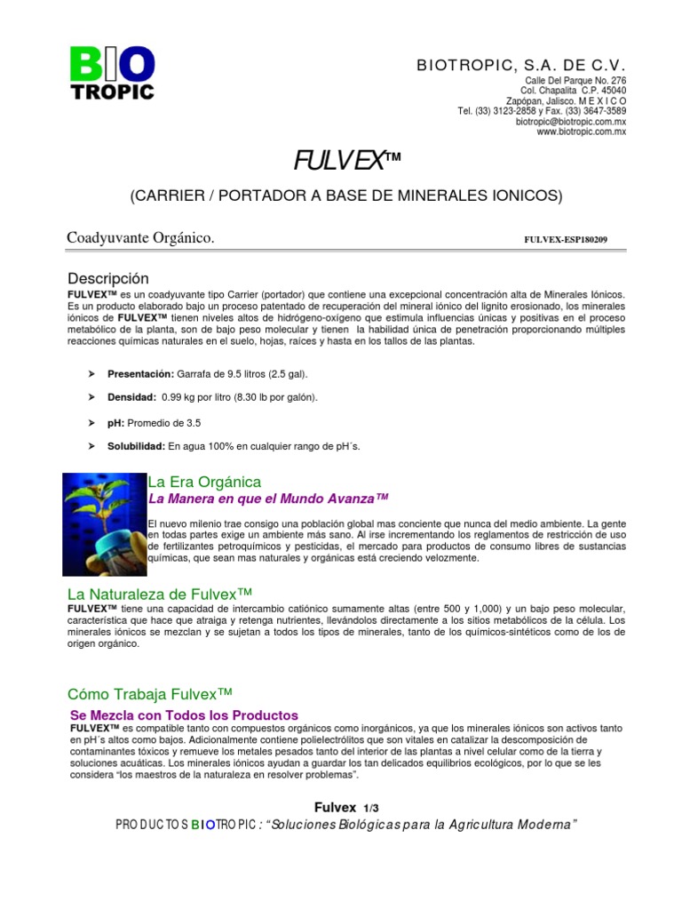 FULVEX | PDF | Riego | Fertilizante