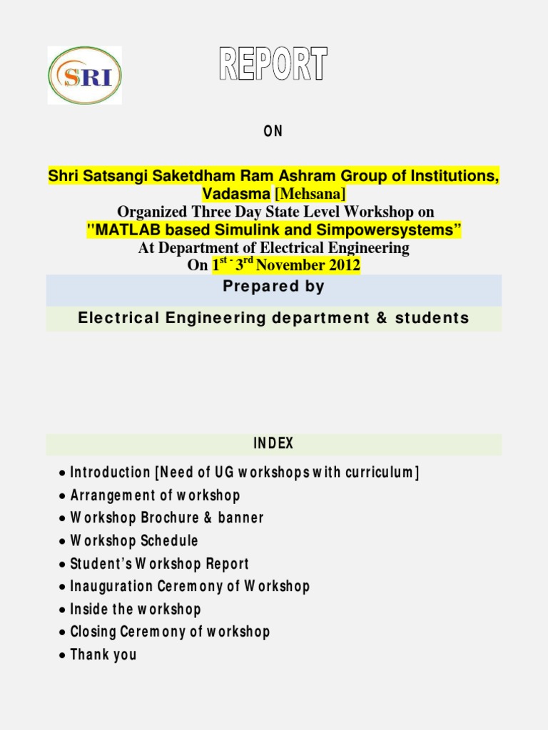 Workshop Report MATLAB BASED SIMULINK AND SIMPOWERSYSTEMS | PDF ...