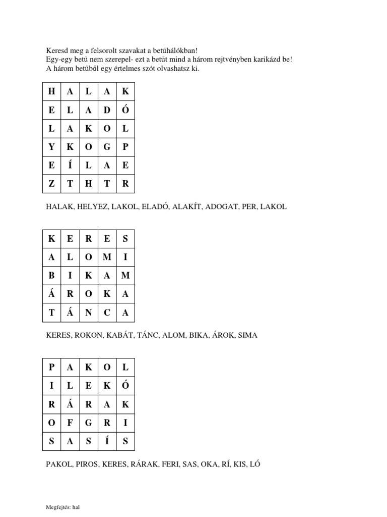 3 az egyben rejtvény | PDF
