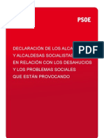 DECLARACIÓN ALCALDES/ALCALDESAS Y PORTAVOCES PSOE SOBRE DESAHUCIOS