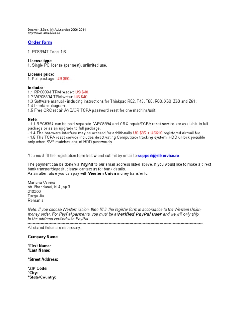 Tech Tools Order Form | PDF | Technology & Engineering