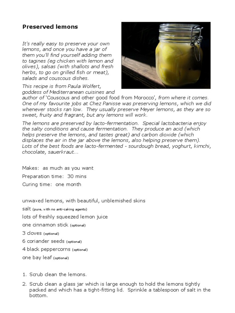 Preserved Lemons PDF Vitamin C Citrus