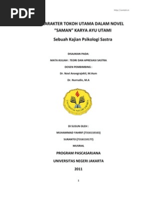 Makalah Psikologi Dalam Novel Saman