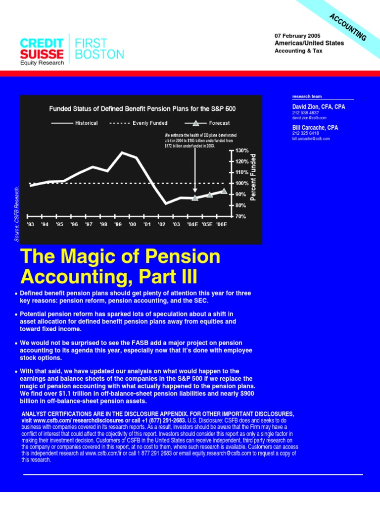 The Magic of Pension Accounting, Part III | PDF | Defined Benefit Pension  Plan | Pension