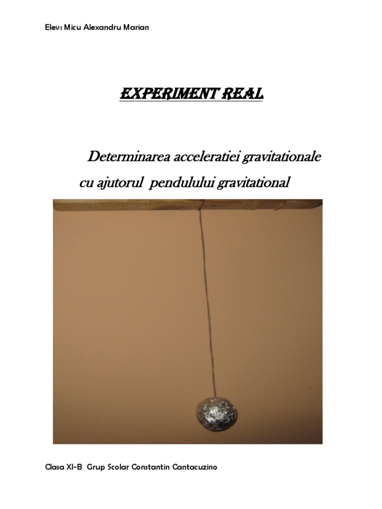 Experiment REAL: Determinarea Acceleratiei Gravitationale | PDF