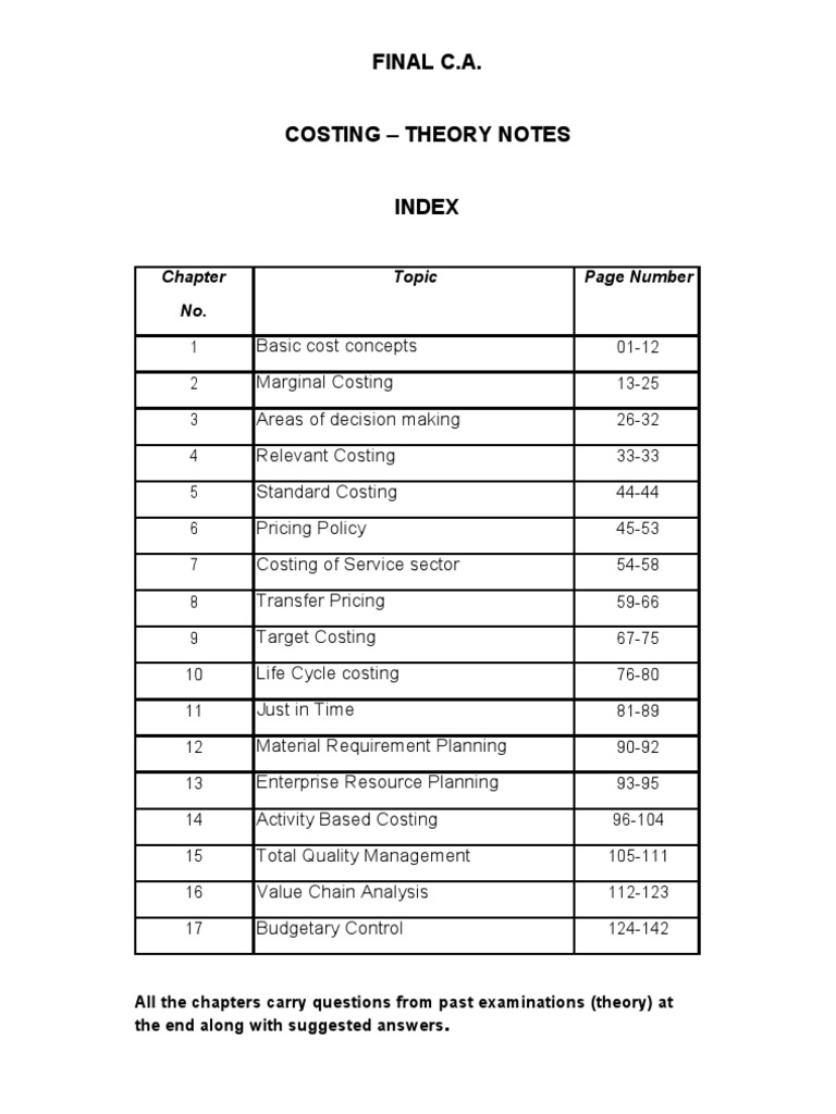 Costing Theory Notes and Concepts | PDF | Cost Accounting | Databases