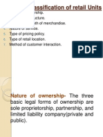 Bases For Classification of Retail Units