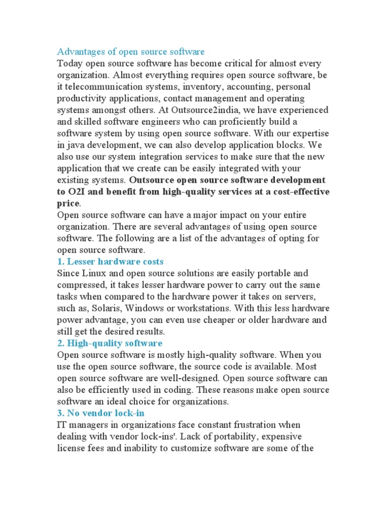 Advantages of Open Source Software | PDF | Proprietary Software ...