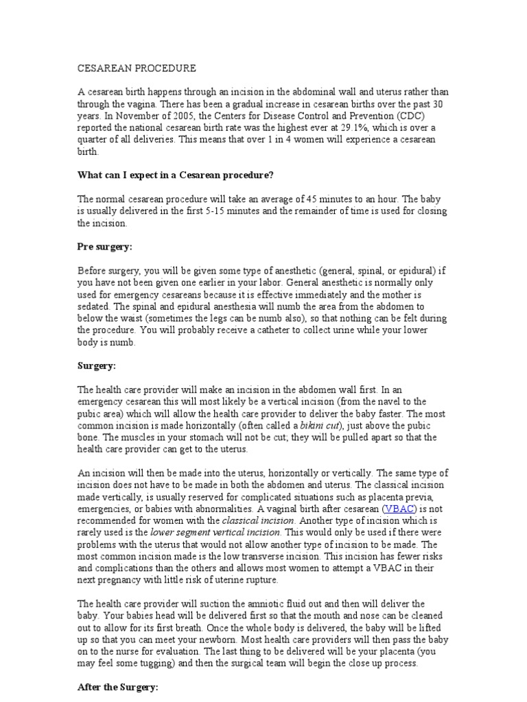 WHAT TO EXPECT DURING CESAREAN intelligence overview