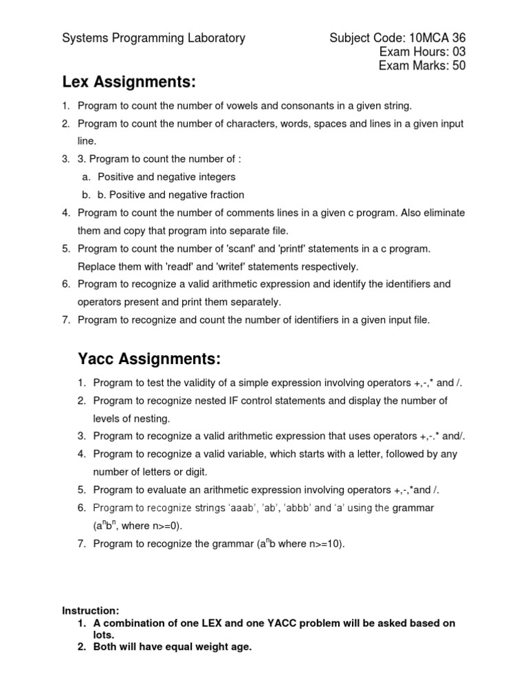 Lex and Yacc Program Index | PDF