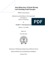 Deformation Behaviour of Steels Having Different Stacking Fault Energies - MM694 Seminar Report Final