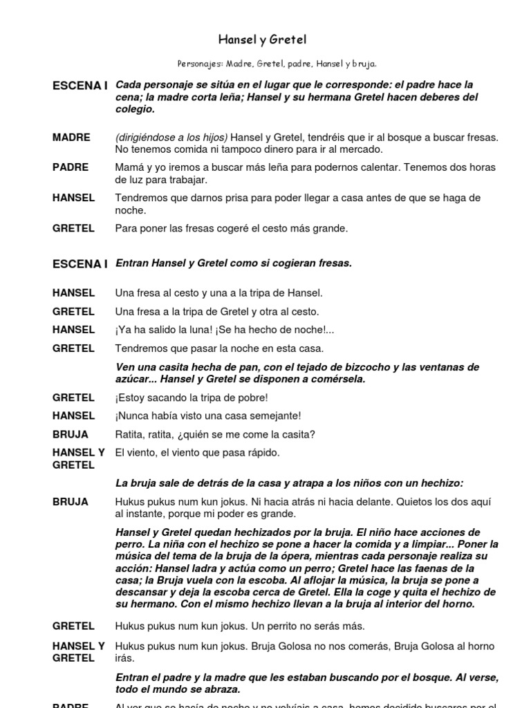 Hansel y Gretel Obra Teatral PDF