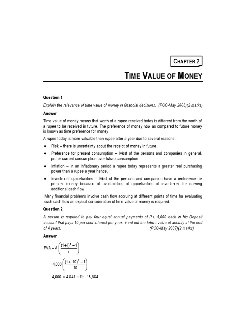 Time Value of Money PDF Present Value Time Value Of Money