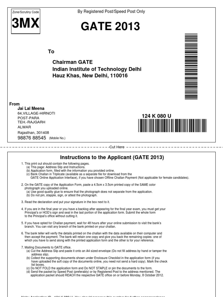 GATE 2013 Application Submission Guide | PDF | Online And Offline ...