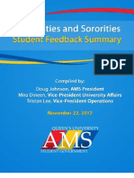 Feedback Summary, Nov. 22 Report on Fraternities and Sororities