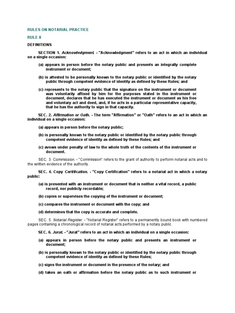 Rules on Notarial Practice Notary Public Government Information
