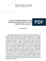 Notas Sobre Murilo Mendes, Pierre Jean Jouve e A Tradição Cristã Francesa (Remate de Males)