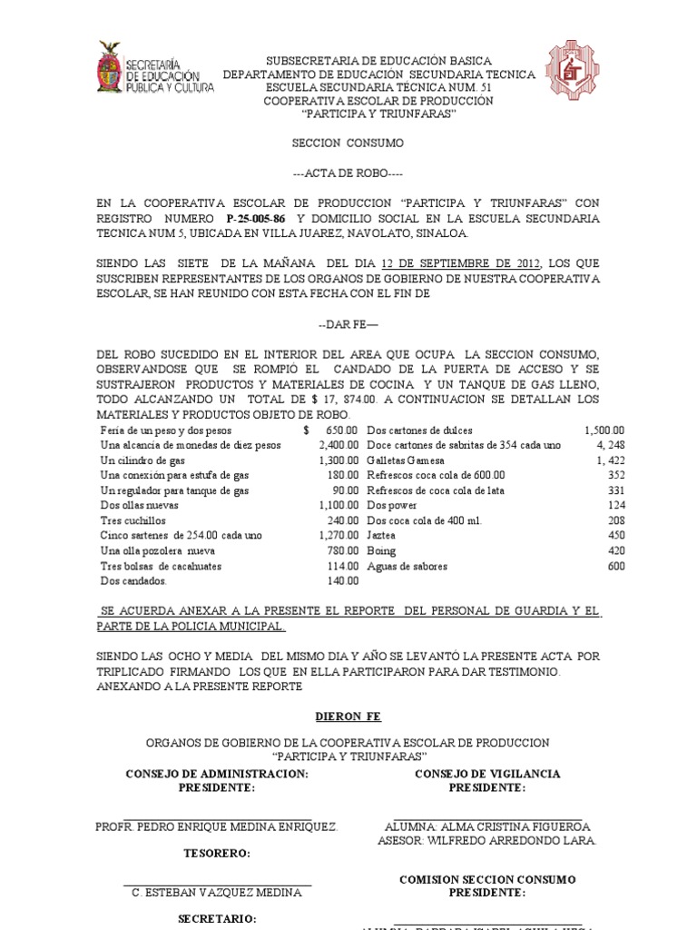 Acta de Robo  PDF