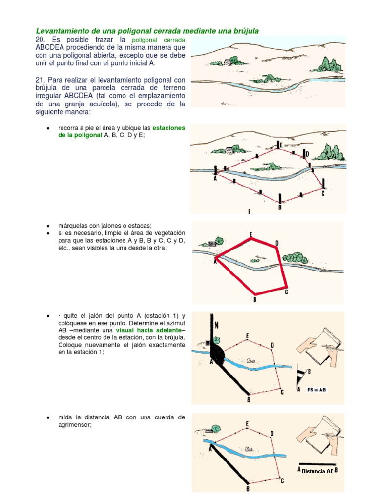 Levantamiento de Poligonal Cerrada con Brújula | PDF | Perpendicular ...