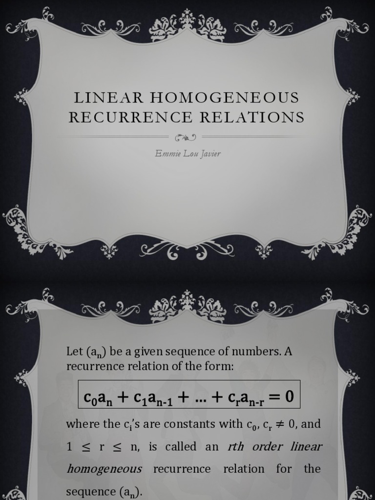 Linear Homogeneous Recurrence Relations | PDF | Recurrence Relation ...