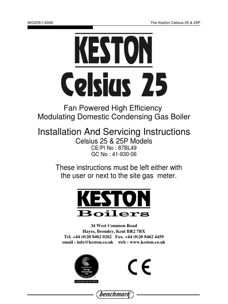 Keston Celsius 25 Installation Guide | PDF | Boiler | Water Heating