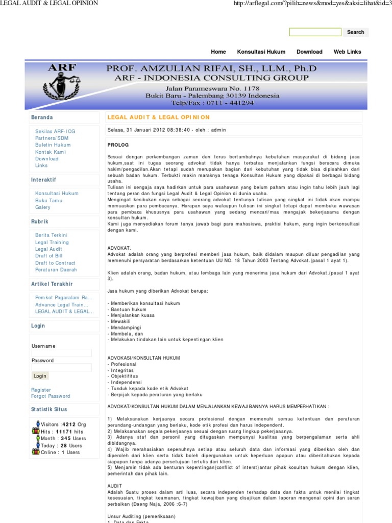 Legal Audit Legal Opinion