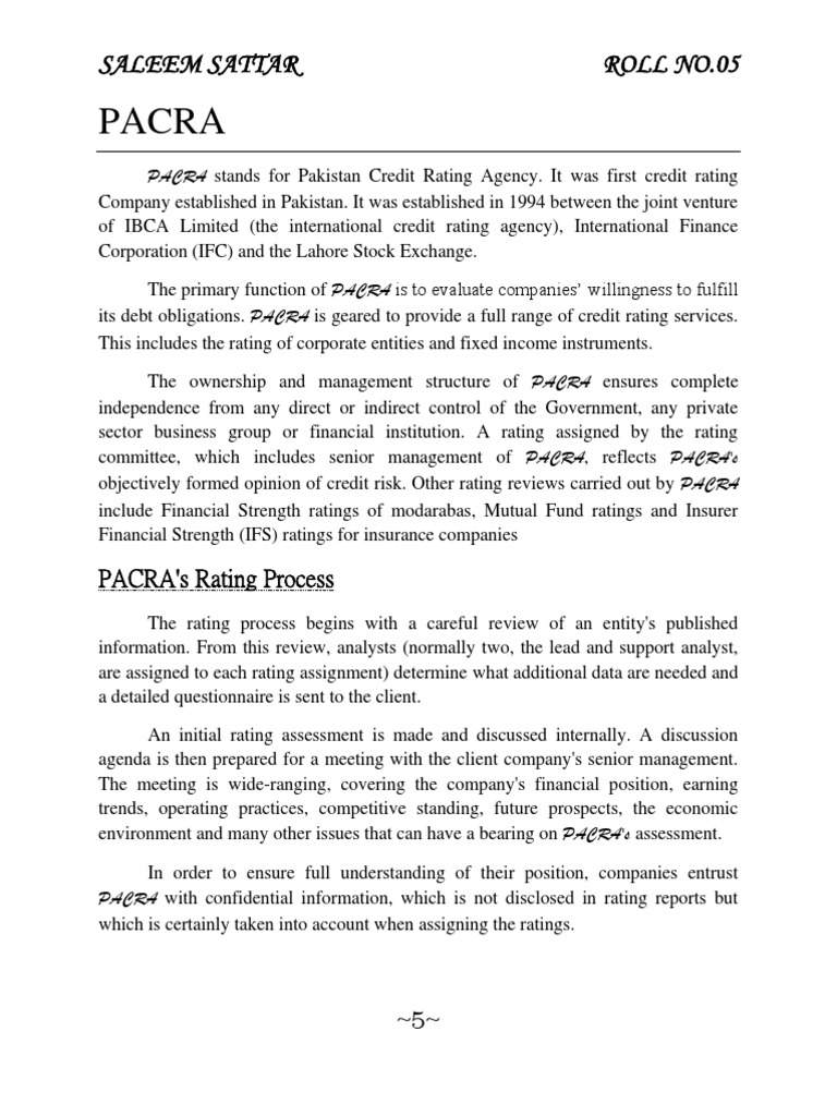 Assignment On Pacra & JcrVis PDF Credit Rating Credit Rating Agency