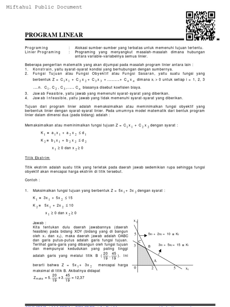 Rumus Program Linear Matematika Sma